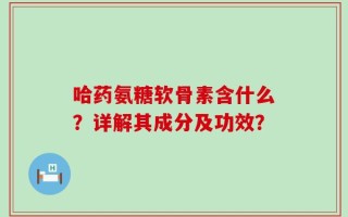 哈药氨糖软骨素含什么？详解其成分及功效？