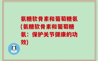 氨糖软骨素和葡萄糖氨(氨糖软骨素和葡萄糖氨：保护关节健康的功效)