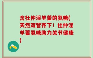 含杜仲淫羊藿的氨糖(天然双管齐下！杜仲淫羊藿氨糖助力关节健康)