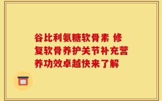 谷比利氨糖软骨素 修复软骨养护关节补充营养功效卓越快来了解