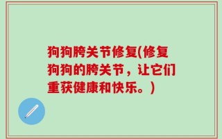 狗狗胯关节修复(修复狗狗的胯关节，让它们重获健康和快乐。)