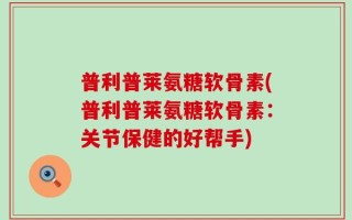 普利普莱氨糖软骨素(普利普莱氨糖软骨素：关节保健的好帮手)