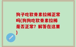 狗子吃软骨素拉稀正常吗(狗狗吃软骨素拉稀是否正常？解答在这里)