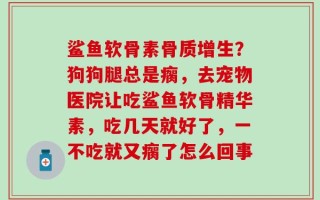 鲨鱼软骨素骨质增生？狗狗腿总是瘸，去宠物医院让吃鲨鱼软骨精华素，吃几天就好了，一不吃就又瘸了怎么回事