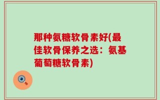 那种氨糖软骨素好(最佳软骨保养之选：氨基葡萄糖软骨素)