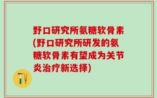野口研究所氨糖软骨素(野口研究所研发的氨糖软骨素有望成为关节炎治疗新选择)