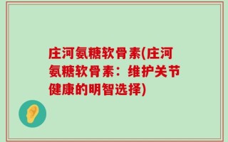 庄河氨糖软骨素(庄河氨糖软骨素：维护关节健康的明智选择)
