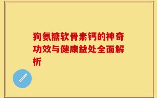 狗氨糖软骨素钙的神奇功效与健康益处全面解析