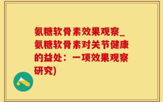 氨糖软骨素效果观察_氨糖软骨素对关节健康的益处：一项效果观察研究)
