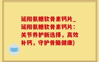 延阳氨糖软骨素钙片_延阳氨糖软骨素钙片：关节养护新选择，高效补钙，守护骨骼健康)