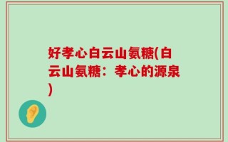 好孝心白云山氨糖(白云山氨糖：孝心的源泉)