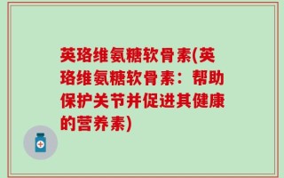 英珞维氨糖软骨素(英珞维氨糖软骨素：帮助保护关节并促进其健康的营养素)