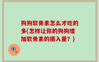 狗狗软骨素怎么才吃的多(怎样让你的狗狗增加软骨素的摄入量？)