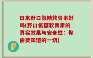 日本野口氨糖软骨素好吗(野口氨糖软骨素的真实效果与安全性：你需要知道的一切)