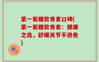 紫一氨糖软骨素口碑(紫一氨糖软骨素：健康之选，舒缓关节不逊色)