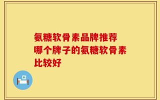 氨糖软骨素品牌推荐 哪个牌子的氨糖软骨素比较好