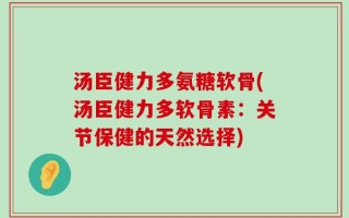汤臣健力多氨糖软骨(汤臣健力多软骨素：关节保健的天然选择)