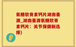 氨糖软骨素钙片湖南善源_湖南善源氨糖软骨素钙片：关节保健新选择)