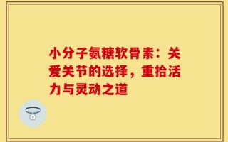 小分子氨糖软骨素：关爱关节的选择，重拾活力与灵动之道