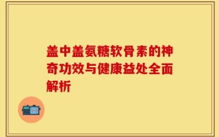 盖中盖氨糖软骨素的神奇功效与健康益处全面解析