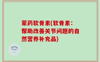 蒙药软骨素(软骨素：帮助改善关节问题的自然营养补充品)