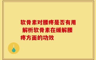 软骨素对腰疼是否有用 解析软骨素在缓解腰疼方面的功效