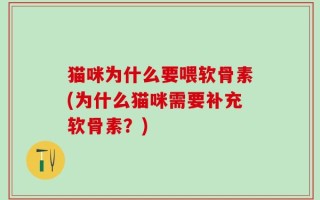 猫咪为什么要喂软骨素(为什么猫咪需要补充软骨素？)