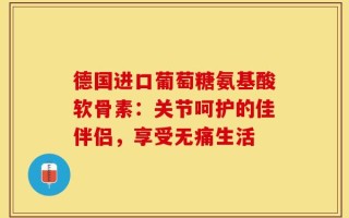 德国进口葡萄糖氨基酸软骨素：关节呵护的佳伴侣，享受无痛生活