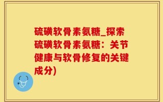 硫磺软骨素氨糖_探索硫磺软骨素氨糖：关节健康与软骨修复的关键成分)