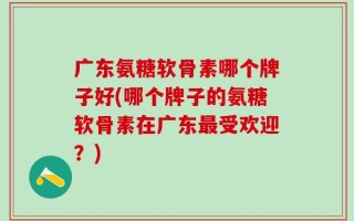 广东氨糖软骨素哪个牌子好(哪个牌子的氨糖软骨素在广东最受欢迎？)