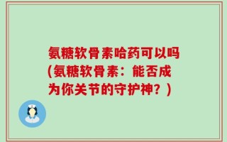 氨糖软骨素哈药可以吗(氨糖软骨素：能否成为你关节的守护神？)