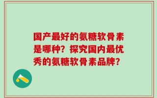 国产最好的氨糖软骨素是哪种？探究国内最优秀的氨糖软骨素品牌？