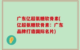 广东亿超氨糖软骨素(亿超氨糖软骨素：广东品牌打造国际名片)