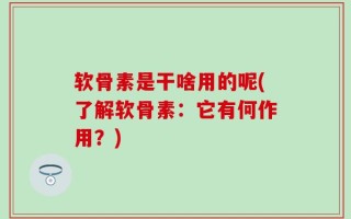 软骨素是干啥用的呢(了解软骨素：它有何作用？)