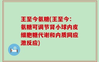 王至今氨糖(王至今：氨糖可调节肾小球内皮细胞糖代谢和内质网应激反应)