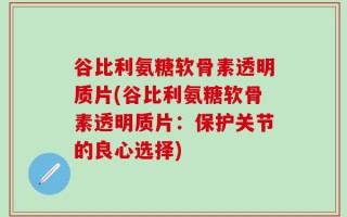 谷比利氨糖软骨素透明质片(谷比利氨糖软骨素透明质片：保护关节的良心选择)