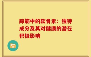 蹄筋中的软骨素：独特成分及其对健康的潜在积极影响