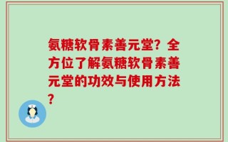 氨糖软骨素善元堂？全方位了解氨糖软骨素善元堂的功效与使用方法？