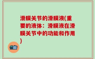 滑膜关节的滑膜液(重要的液体：滑膜液在滑膜关节中的功能和作用)