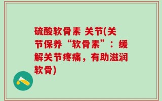 硫酸软骨素 关节(关节保养“软骨素”：缓解关节疼痛，有助滋润软骨)