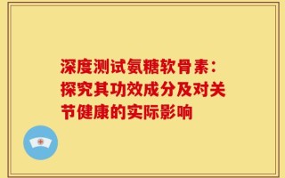 深度测试氨糖软骨素：探究其功效成分及对关节健康的实际影响
