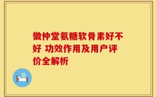 徽仲堂氨糖软骨素好不好 功效作用及用户评价全解析