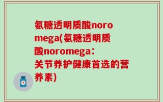 氨糖透明质酸noromega(氨糖透明质酸noromega：关节养护健康首选的营养素)