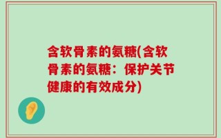 含软骨素的氨糖(含软骨素的氨糖：保护关节健康的有效成分)