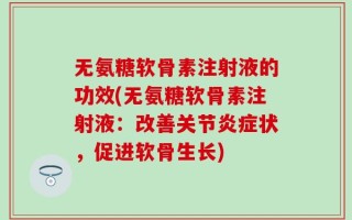 无氨糖软骨素注射液的功效(无氨糖软骨素注射液：改善关节炎症状，促进软骨生长)