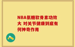 NBA氨糖软骨素功效大 对关节健康到底有何神奇作用