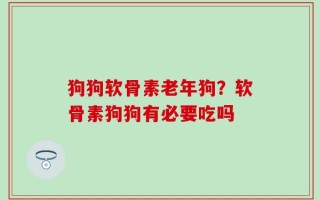 狗狗软骨素老年狗？软骨素狗狗有必要吃吗