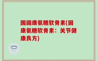 围固康氨糖软骨素(固康氨糖软骨素：关节健康良方)