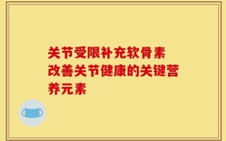 关节受限补充软骨素 改善关节健康的关键营养元素