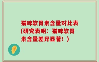 猫咪软骨素含量对比表(研究表明：猫咪软骨素含量差异显著！)
